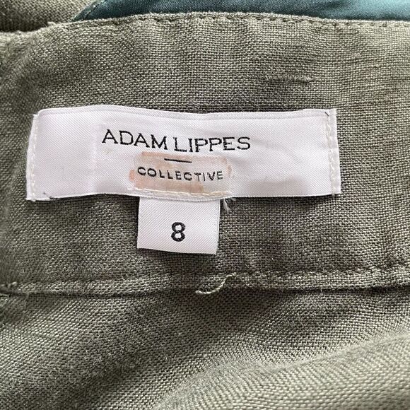 ADAM LIPPES Collective Jumpsuit Womens 8 Sage Halter Wide Leg Linen Blend - Picture 7 of 8